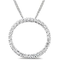 1.00Ct Round Cut Circle Diamond Pendant Necklace In 14K White Gold Plated Sterling Silver By Elegantbalaji