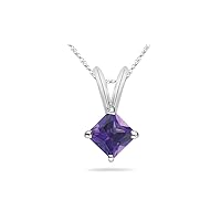 1.40-1.75 Cts of 7 mm AAA Princess Amethyst Solitaire Pendant in 14K White Gold