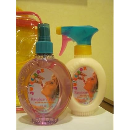 Parfums De Coeur Juice Bar Fragrance Body Spray Gift Set - Raspberry Pear - Refreshee Spray & Fragrance Smoothee Spray - Each 8 Fl Oz - In Clear Case with Back Straps