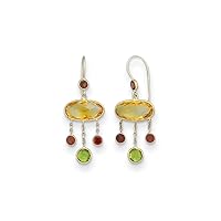 14k Gold Citrine Peridot Garnet Long Drop Dangle Earrings Measures 43.6x16.5mm Wide Jewelry Gifts for Women