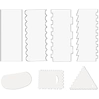 Large Clear Acrylic Cake Scraper Smoother And Stripes Edge Side Cake Scraper Frosting Combs For Cream Cakes Smooth Acrylic Cake Scraper Smoother Cake Decorating Comb Set Icing Smoother Stripes