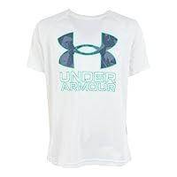 Under Armour Boys' Tech Big Logo Short Sleeve T Shirt, (102) White / / Vapor Green, Youth X-Large