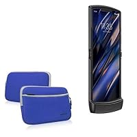 BoxWave Case Compatible with Motorola Razr (2019) - SoftSuit with Pocket, Soft Pouch Neoprene Cover Sleeve Zipper Pocket for Motorola Razr (2019) - Super Blue
