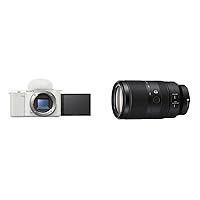 Sony Alpha ZV-E10 - APS-C Interchangeable Lens Mirrorless Vlog Camera - White + Sony Alpha 70-350mm F4.5-6.3 G OSS Super-Telephoto APS-C Lens