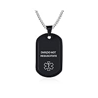 VNOX Medical Alert ID Necklace Custom Engraving Emergency Medical Alert Dog Tag Keychain Pendent Necklace for Men Women