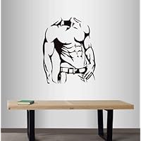 Wall Vinyl Decal Home Decor Art Sticker Strong Muscular Man Body Model Bodybuilding Work Out Sports Gym Fitness Room Removable Stylish Mural Unique Design 2043