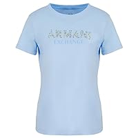 A｜X ARMANI EXCHANGE Women's Rhinestone Logo Cotton Jersey T-Shirt