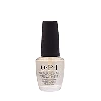 OPI Natural Nail Strengthener, Vegan Formula, Infused with Vitamin A & E, Helps Prevent Discoloration, Strengthens Nails, Clear, 0.5 fl oz