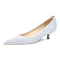 Women's 1.5 Inch Pointed Toe Slip On Suede Kitten Low Heel Pumps Office Work Shoes Formal Business Casual