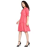 Midnight Moon Women's Ruffle Sleeve Midi Dress - Pink