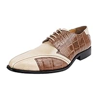 Mens Prom Shoes - Mens Croco Lizard Print Genuine Leather Lace Up Oxford Dress Shoes