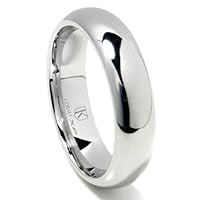Cobalt XF Chrome 6MM High Polish Plain Dome Wedding Band Ring