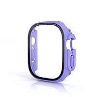 TONECY Glass + Cover for Apple Watch Case Ultra 49mm PC Bumper Tempered Case Screen Protector Shell Iwatch Accessories Series Ultra Cover (Color : Purple, Size : Ultra 49mm)