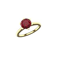 1.5 CTW Round Shape Ruby Ring In 14k Solid Gold For Girls And Women 6 MM Ruby