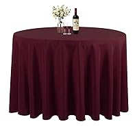 Burgundy 120 Inch Round Tablecloth, Washable Polyester Table Cover, for Wedding, Restaurant, Party & More