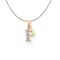 The Black Bow 14k Yellow Gold Chloe Mini Diamond Accent initial P Necklace
