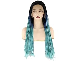 Synthetic Lace Front Wigs Black Blue Micro Woven Synthetic Lace Front Wig for Black Women's Glue Free Heat Resistant Fiber Artificial Hair,26 inches (Size : 18 inches)