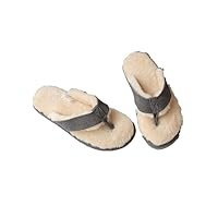 Winter Real Sheep Fur Genuine Sheep Leather One Fur Flip Flops Warm Slides with Fur Lined Women Men Unisex Suede Thong