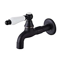 Faucets, Vintage Wall Mounted Cold Water Brass Sink Faucet Lavatory Sink Brass Bathtub Garden Faucets Patio Mop Pool Tap/Black/B