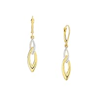 10k Yellow and White Gold Two tone Fancy Sparkle Cut Polished Long Drop Dangle Earrings Jewelry Gifts for Women