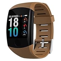 New 1.3'' Touchscreen Smart Wristband Heart Rate Blood Pressure Pedometer Waterproof Fitness Tracker for Android iPhone (Brown)
