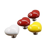 5Pcs Heart Shaped Toilet Pushers, Toilet Push Buttons Drawer Pulls, Pot Lid Handles Bathroom Tank Buttons, Push Switches Interior Decoration