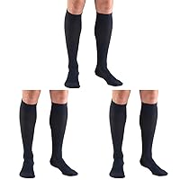 Compression Socks, 30-40 mmHg, Men's Dress Socks, Knee High Over Calf Length, Navy, Large (Pack of 3)