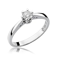 Women's Solitaire Promise Ring Engagement Ring Proposal Ring 585 14k Gold White Gold Natural Real Diamond Diamonds