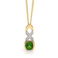 0.45 CT Round Cut Created Emerald & Diamond Fashion Pendant Necklace 14k Yellow Gold Over