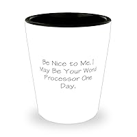 Unique Word processor Gifts, Be Nice to Me. I May Be Your Word, Gag Birthday Shot Glass Gifts For Coworkers From Friends, Laptop, Computer, Electronic device, Technology