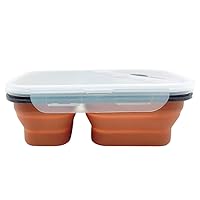 Reusable Foldable Take Out Lunch Bento Box Microwave & Dishwasher Safe BPA Free Non Toxic Non Stick - Orange