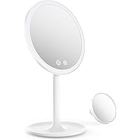 Make up Mirror with Lights, 1X/10X Magnifying Vanity Mirror with 46 LED Lights, 3 Lighting Modes, Brightness Adjustable and Rechargeable Personal Compact Travel Makeup Mirrors