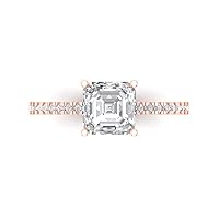 Clara Pucci 1.63ct Cushion Cut Solitaire with Accent Stunning White lab created Sapphire Diamond Modern Ring 14k Rose Gold