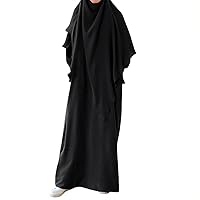 IMEKIS Women Muslim Abayas Modest Prayer Dress with Hijab Robe Islamic Dubai Middle East Dubai Kaftan Outfit Formal Clothes