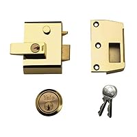 Yale P-2-BLX-PB-40 - Double Locking Nightlatch - 40mm - Brass Finish - High Security can be Locked from Inside with Key