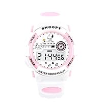 Snoopy Digital Watch, Water Resistant, 328.4 ft (100 m), White Pink, Snoopy Gift Set, Stainless Steel, Kids, Women's, Unisex, Watch, Ultra Lightweight, Strap Included, Paper Bag and Drawstring Bag Included, white