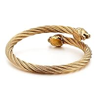 Punk Jewelry Trend Stainless Steel Men's Bracelet Lion Bracelet Titanium Steel Wire Bracelet (Color : Golden)