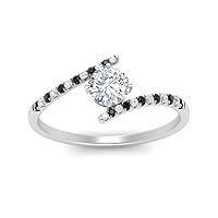 Choose Your Gemstone Bypass Modern Round Diamond CZ Ring Sterling Silver Round Shape Side Stone Engagement Rings Matching Jewelry Wedding Jewelry Easy to Wear Gifts US Size 4 to 12