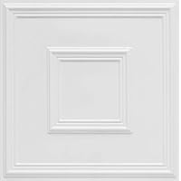 208 Town Square PVC 2' x 2' Glue-up or Lay-in Ceiling Tile (Covers / 40 sq.ft), White Matte, 10 Piece