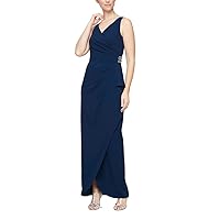 S.L. Fashions Women's Slimming Long Ruched Dress with Ruffle