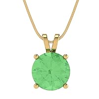Clara Pucci 3.1 ct Round Cut Genuine Green Simulated Diamond Solitaire Pendant Necklace With 18