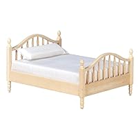 Dolls House Unfinished 1:12 Bedroom Furniture Natural Wood Spindle Double Bed