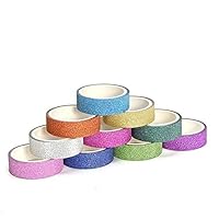 SGerste Rainbow Shine Brightness Color Decorative Washi Ribbon Party Supplies Decoration Solid DIY Scrapbooking Masking Notebook Tape 10Pcs
