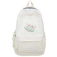 Cute Backpack for Women Kawaii Y2K Solid Color Casual Harajuku Hiking Travel Aesthetic Rusksack Daypack (white)
