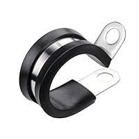 Cable Clamp, Lokman 12 Pack 1 Inch Stainless Steel Cable Clamp, Pipe Clamp, Metal Clamp, Rubber Cushioned (1 Inch)