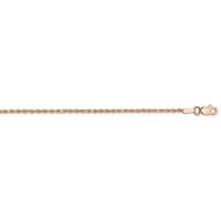 14k Rose Gold 1.50mm Sparkle Cut Rope With Lobster Clasp Chain Necklace Jewelry for Women - Length Options: 14 16 18 20 24 30
