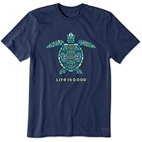 Men's Mandala Turtle Short Sleeve Crusher-LITE Tee (X-Large, Darkest Blue)