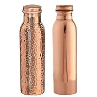 Set of 2 Pure Copper Water Bottle Flask Drinkware Ayurvedic Yoga Health Benefit