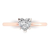 1.1 ct Heart Cut Solitaire White Lab Created Sapphire Classic Anniversary Promise Bridal ring Solid 18K Rose Gold for Women