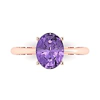 2.05 ct Oval Cut Solitaire Genuine Simulated Alexandrite 4-Prong Stunning Classic Statement Ring 14k Rose Gold for Women